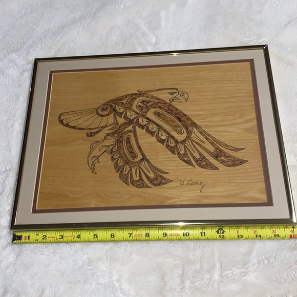 Victor Leong 1994 Framed Pyrogravure Eagle Artwork - Picture 7 of 10